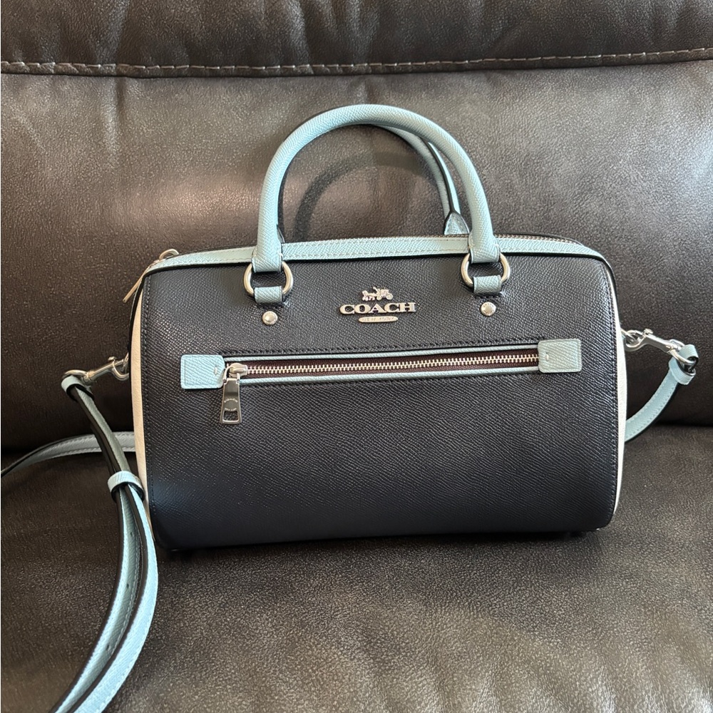 Coach Black and Light Blue Satchel